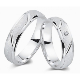 Abielusõrmuste komplekt hõbedast - tsirkooni, mateeritud