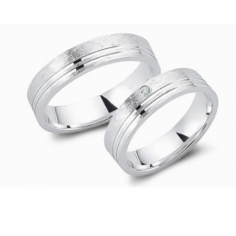 Abielusõrmuste komplekt hõbedast - tsirkoon ja kahed triibud 