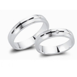 Abielusõrmuste komplekt hõbedast - tsirkooni, mateeritud