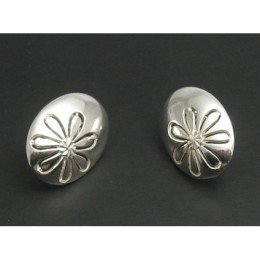 Hõbekõrvarõngad - ovaal lillega