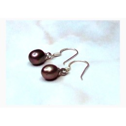 Hõbekõrvarõngad - naturaalsete mustade mageveepärlitega