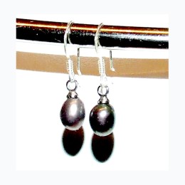 Hõbekõrvarõngad - naturaalsete mustade mageveepärlitega