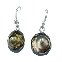 Hõbekõrvarõngad - suitsukvartsiga