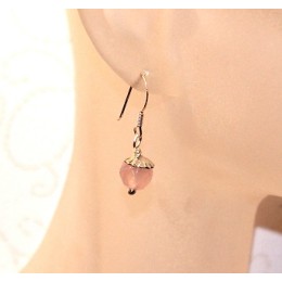 Hõbekõrvarõngad - naturaalne tahuline roosa kvarts 2