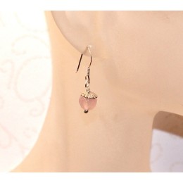 Hõbekõrvarõngad - naturaalne tahuline roosa kvarts 2