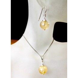 Hõbekõrvarõngad - naturaalse tsitriiniga komplekt