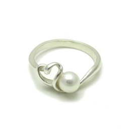 Hõbesõrmus -  süda ja pärl