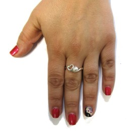 Hõbesõrmus -  süda ja pärl