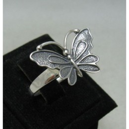 Hõbesõrmus -  tume liblikas