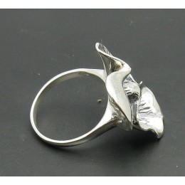 Hõbesõrmus - lill, oksüdeeritud