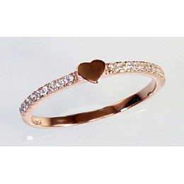 Hõbesõrmus - kullatud, väikesed tsirkoonid südamega