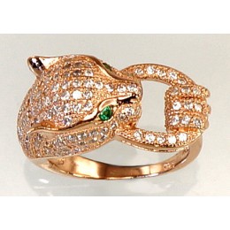 Hõbesõrmus - kullatud panter