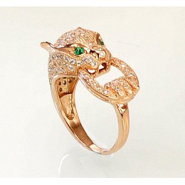 Hõbesõrmus - kullatud panter