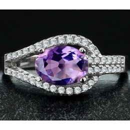 Hõbesõrmus - ametüst ja tsirkoonid