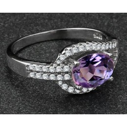 Hõbesõrmus - ametüst ja tsirkoonid