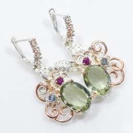 Hõbekõrvarõngad - rohelise ametüstiga