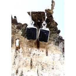 Hõbekõrvarõngad -  must turmaliin 2