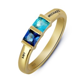 Hõbesõrmus - kullatud siniste tsirkoonidega