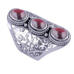 Hõbesõrmus - granaadiga lai filigraanne