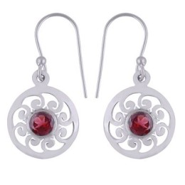 Hõbekõrvarõngad - granaat mustriga