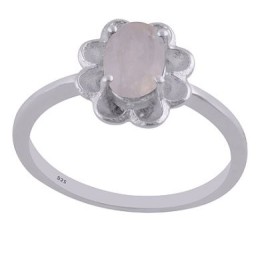 Hõbesõrmus - kuukiviga lill