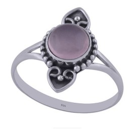 Hõbesõrmus - roosa kvartsiga