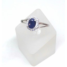 Hõbesõrmus - naturaalse safiiriga