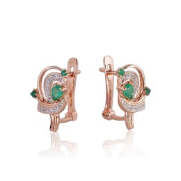 'Inglise' sulguriga kullast kõrvarõngad 1200503(Au-R+PRh-W)_DI+EM