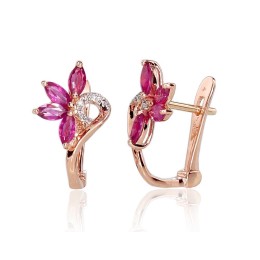 'Inglise' sulguriga kullast kõrvarõngad 1200717(Au-R+PRh-W)_DI+RB