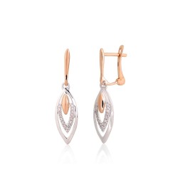 'Inglise' sulguriga kullast kõrvarõngad 1201551(Au-R+Au-W)_DI