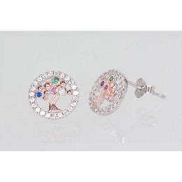 Hõbedast naelkõrvarõngad 2202987(PRh-Gr+PAu-R)_CZ-MIX
