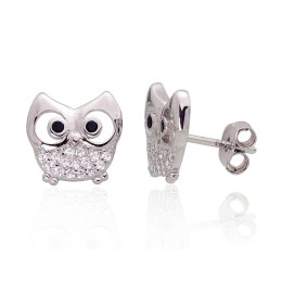 Hõbedast naelkõrvarõngad 2203478(PRh-Gr)_CZ+CZ-BK