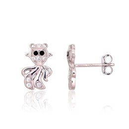 Hõbedast naelkõrvarõngad 2203732(PRh-Gr)_CZ+CZ-BK